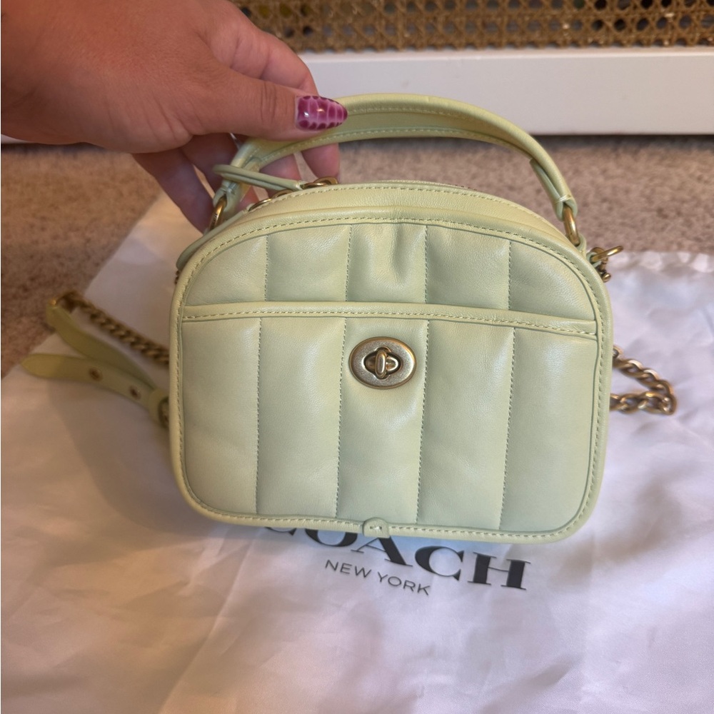 Coach Women's Light Green Leather Mini Bag Crossbody